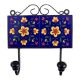 Navy Blue Yellow Floral Tiles Hooks